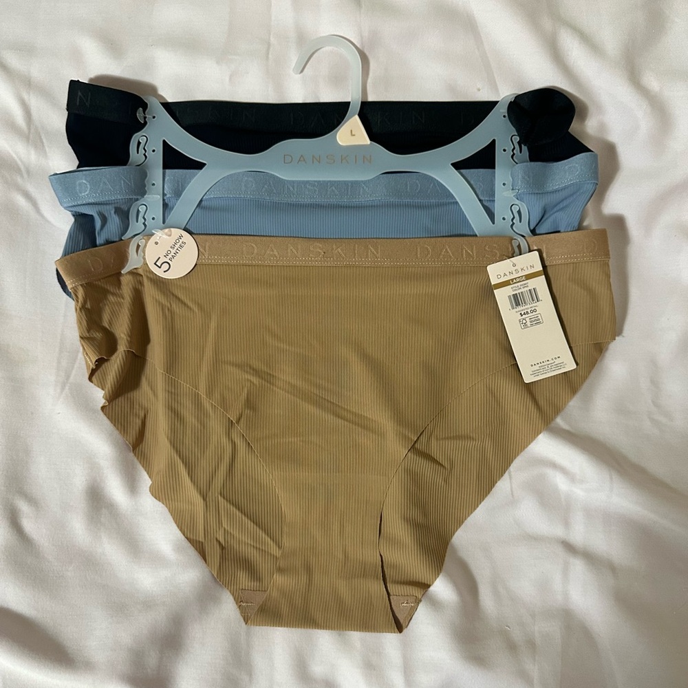 Danskin Large panties Set of 3 Blue Brown Black